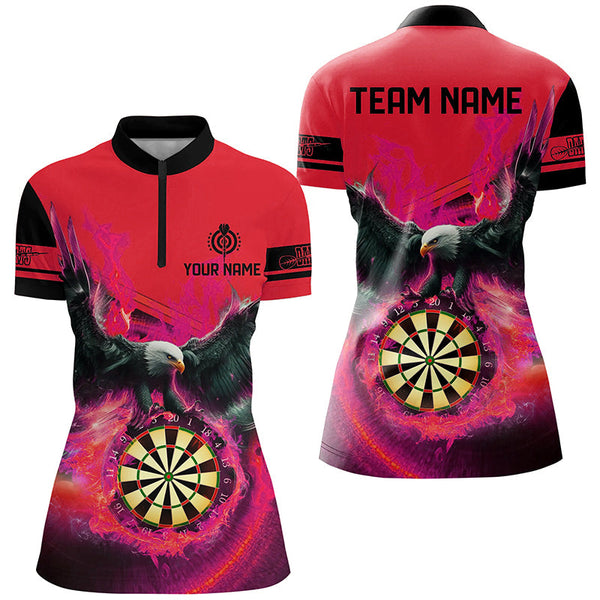 Personalized 3D Eagle Flying On Dart Board Fire Darts Shirts For Women Custom Darts Jerseys |Red TDM2126