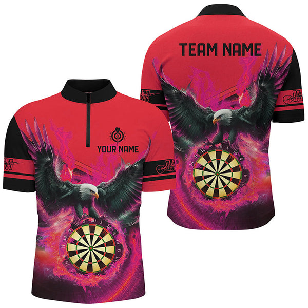 Personalized 3D Eagle Flying On Dart Board Fire Darts Shirts For Men Custom Darts Jerseys |Red TDM2126