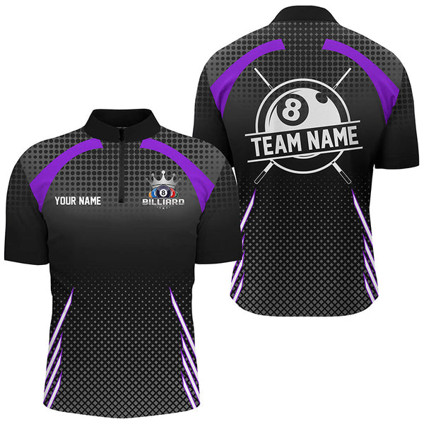 Personalized Billiard Tournament Pool Shirts For Men, Best 8 Ball Billiard Team Jerseys |Purple TDM2133