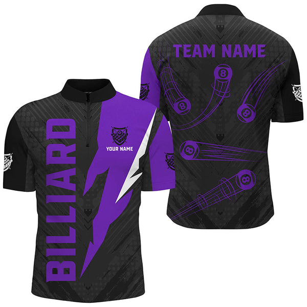 Personalized Billiard Tournament Jerseys For Men, Best 8 Ball Pool Billiard Shirts For Team |Purple TDM2403