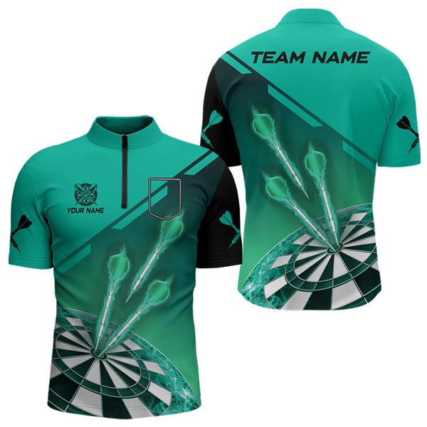Turquoise Darts Jersey For Men Custom Darts Team Shirt With Pocket Option TDM3519