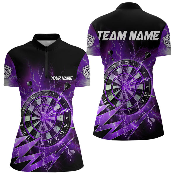 Personalized Purple Dartboard Thunder Storm Lighting Dart Shirts For Women Custom Team Dart Jerseys TDM3811