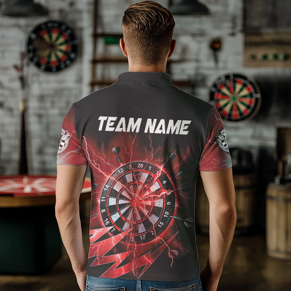Personalized Red Dartboard Thunder Storm Lighting Dart Shirts For Men Custom Team Dart Jerseys TDM3812