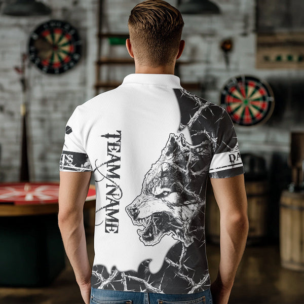 White Black Thorny Camo Wolf Dart Shirts For Men Custom Camouflage Dart Team Shirt Dart Jerseys TDM3815