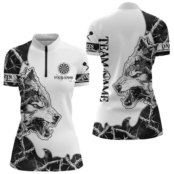 White Black Thorny Camo Wolf Dart Shirts For Women Custom Camouflage Dart Team Shirt Dart Jerseys TDM3815