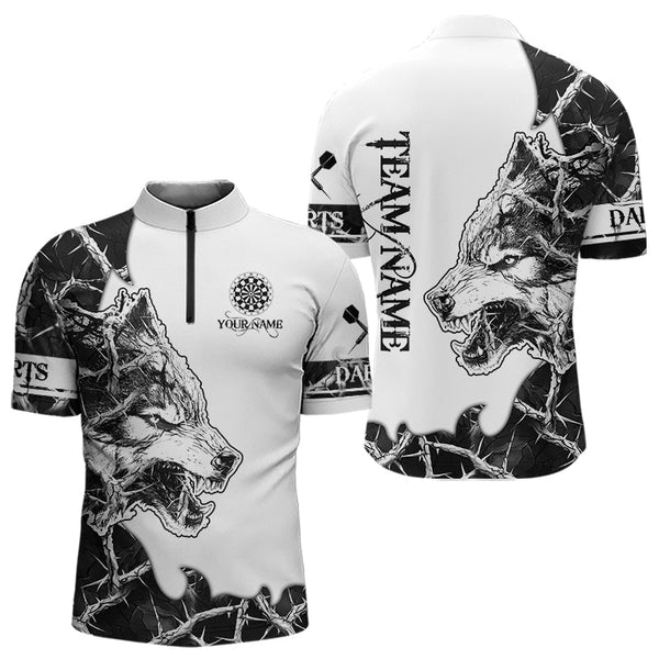 White Black Thorny Camo Wolf Dart Shirts For Men Custom Camouflage Dart Team Shirt Dart Jerseys TDM3815