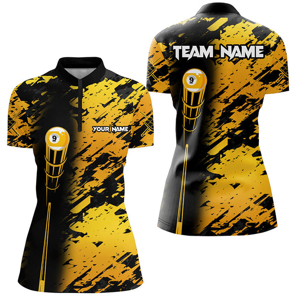 Personalized Billiard Tournament Jerseys Shirt For Women, Best 9 Ball Billiard Shirt For Team |Yellow TDM1945