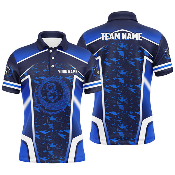 Personalized Name Blue 8 Ball Pool Abstract 3D Billiard Shirts For Men Team League Billiard Jerseys TDM2146