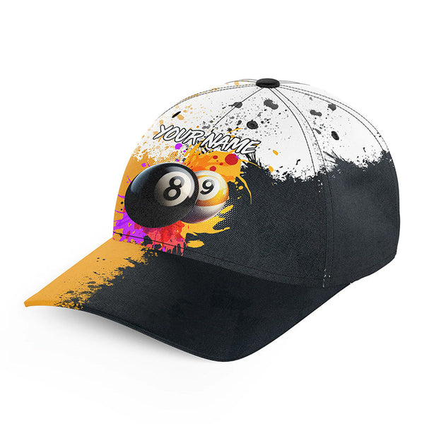 Personalized Billiard 8 Ball & 9 Ball Grunge Style Custom Top Hats Billiard, 3D Billiard Baseball Caps TDM1037