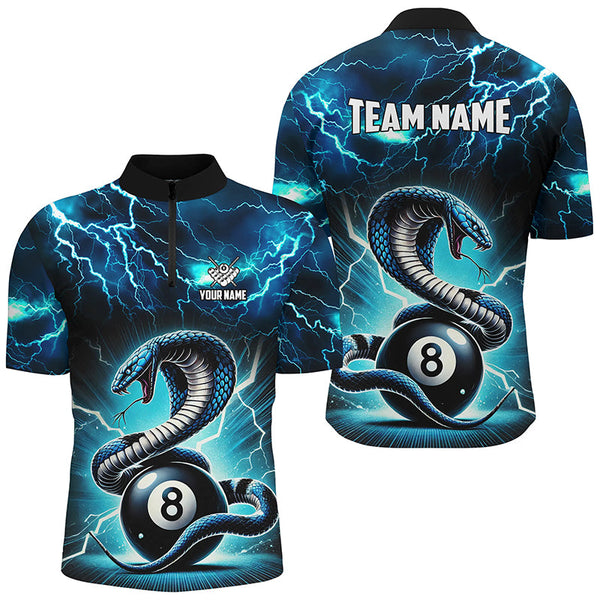 Lightning Thunder Snakes Custom Blue 8 Ball Pool Shirts For Men, Billiard Team League Jerseys TDM2418