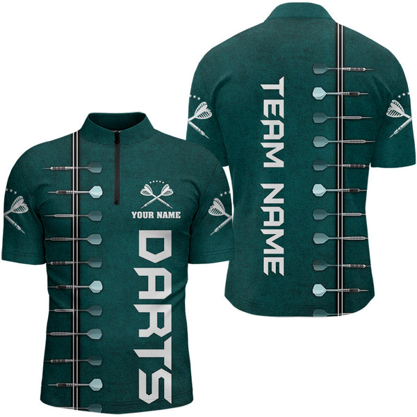 Personalized Dark Green Dart Polo & Quarter Zip Shirts For Men Custom Dart Jerseys Dart Team Shirt TDM3131