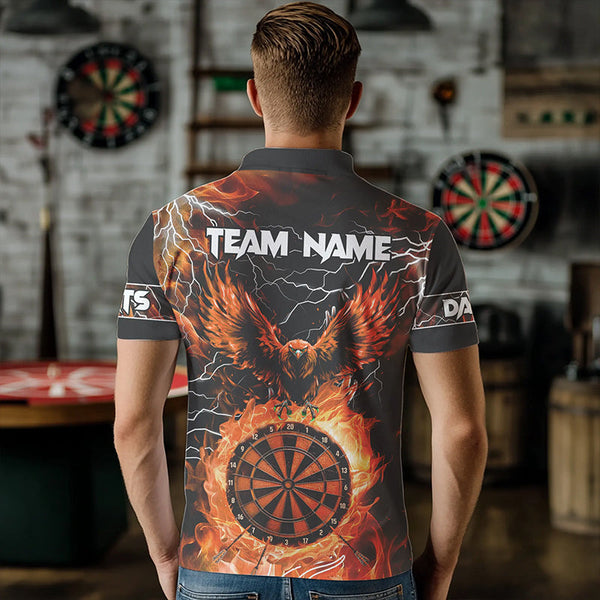 Orange Dart Board Fire Flame Custom Eagle Dart Shirts For Men, Thunder Lightning Dart Team Jerseys TDM3373
