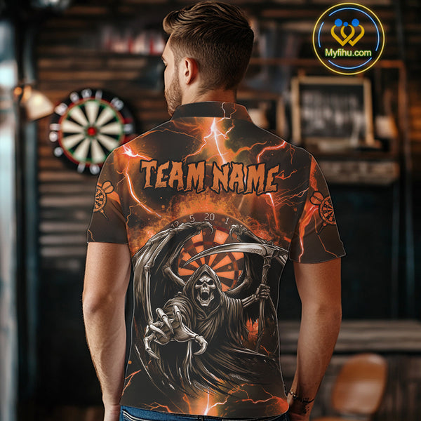 Orange Grim Reaper Dart Shirt With Pocket Option For Men Custom Dart Jersey TDM3962