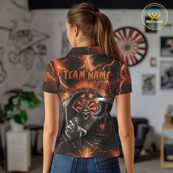 Orange Grim Reaper Dart Shirt With Pocket Option For Women Custom Dart Jersey TDM3962