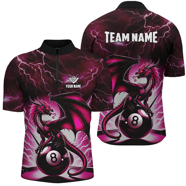 Lightning Thunder Dragon Custom Pink 8 Ball Pool Shirts For Men, Billiard Team League Jerseys TDM2432