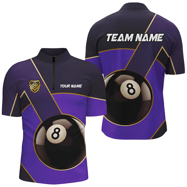 Best Custom 8 Ball Billiard Jerseys For Men, Personalized Billiard Tournament Team Shirts |Purple TDM2443