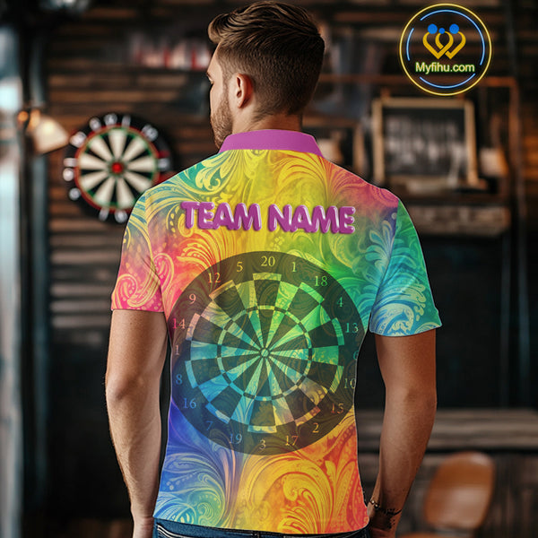 Personalized Funny Colorful Dart Shirt Polo & 1/4 Zip For Men Custom Dart Jerseys Team Outfit TDM3844