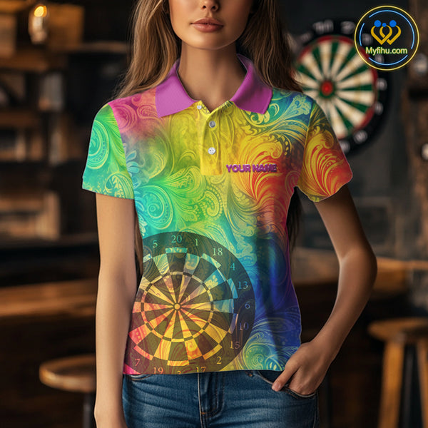 Personalized Funny Colorful Dart Shirt Polo & 1/4 Zip For Women Custom Dart Jerseys Team Outfit TDM3844