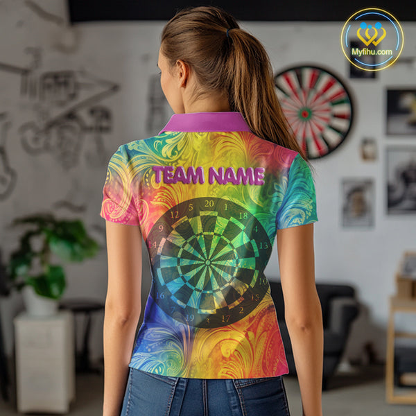 Personalized Funny Colorful Dart Shirt Polo & 1/4 Zip For Women Custom Dart Jerseys Team Outfit TDM3844
