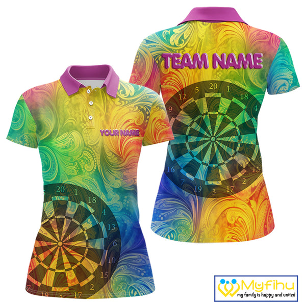 Personalized Funny Colorful Dart Shirt Polo & 1/4 Zip For Women Custom Dart Jerseys Team Outfit TDM3844