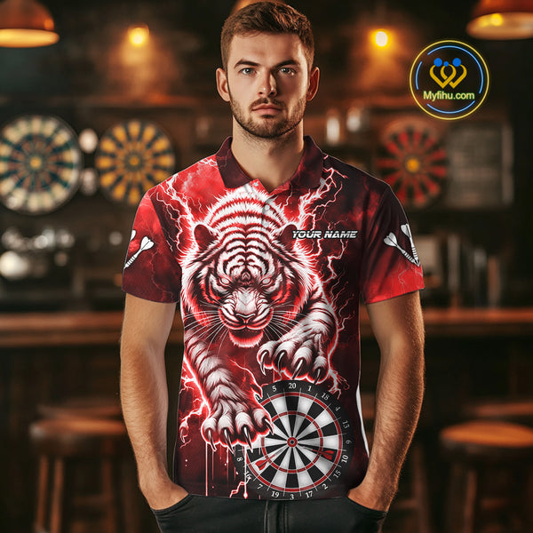 Personalized Thunder Lightning Tiger Dart Shirts For Men Custom 3D Dart League Team Jersey|Red TDM3861