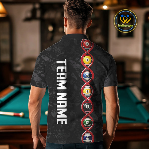 DNA Billiard Shirts For Men Custom Funny Pool Balls Billiard Jerseys Team Polo & Quarter Zip TDM3862