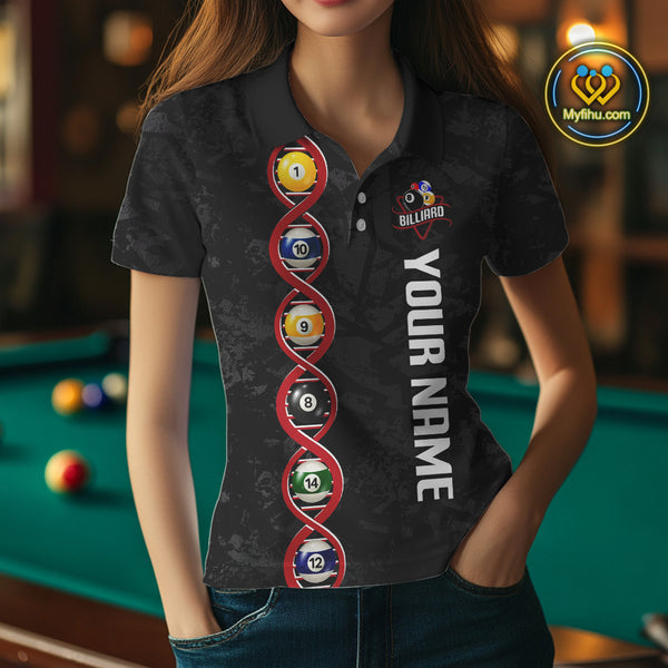 DNA Billiard Shirts For Women Custom Funny Pool Balls Billiard Jerseys Team Polo & Quarter Zip TDM3862