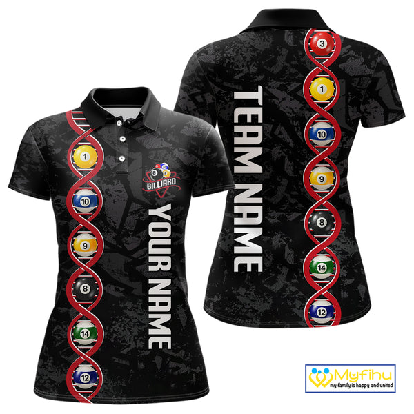 DNA Billiard Shirts For Women Custom Funny Pool Balls Billiard Jerseys Team Polo & Quarter Zip TDM3862