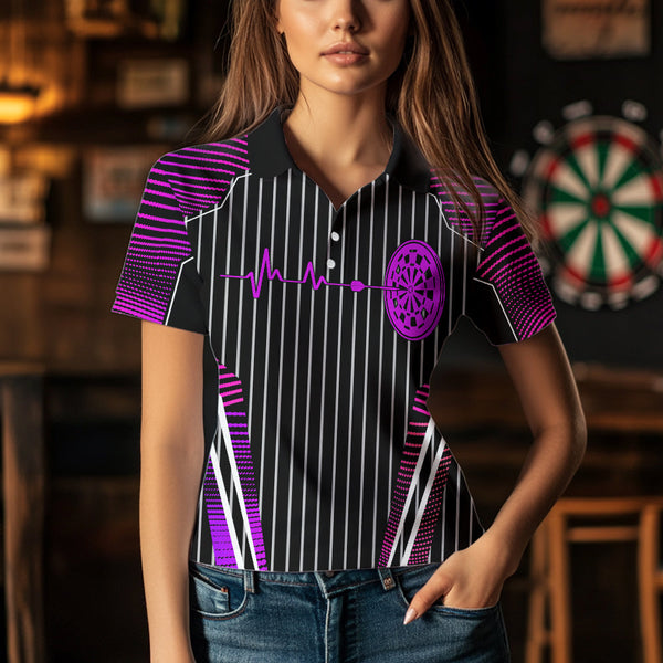 Neon Pink Dartboard Pulse Heartbeat Custom Women Dart Shirts, Funny Wings Cool Dart Team Jerseys TDM3525