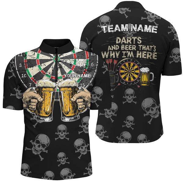 Darts And Beer That's Why I'm Here Custom Skull Darts Shirts For Men Best Drinking Darts Jerseys TDM1981