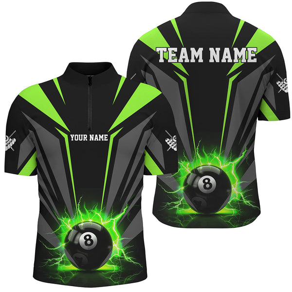 Personalized Lightning 8 Ball Pool Billiard Shirts For Men Custom Green Billiard Team Jerseys TDM2194