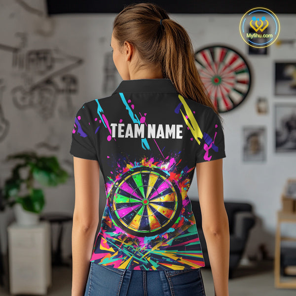 Colorful Neon Darts Shirts For Women Custom Darts Jerseys Polo & 1/4 Zip, Darts Team Shirt TDM3878