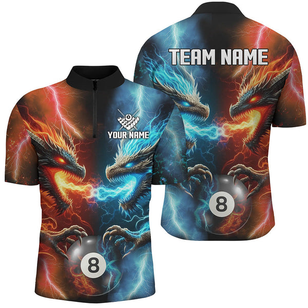 Orange And Blue Billiards 8 Ball Custom Dragon Pool Shirts For Men Best Billiard Team Shirts Jersey TDM2465