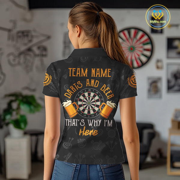 Darts And Beer That's Why I'm Here Custom Skeleton Dart Shirts For Women, Funny Drinking Jerseys TDM3989