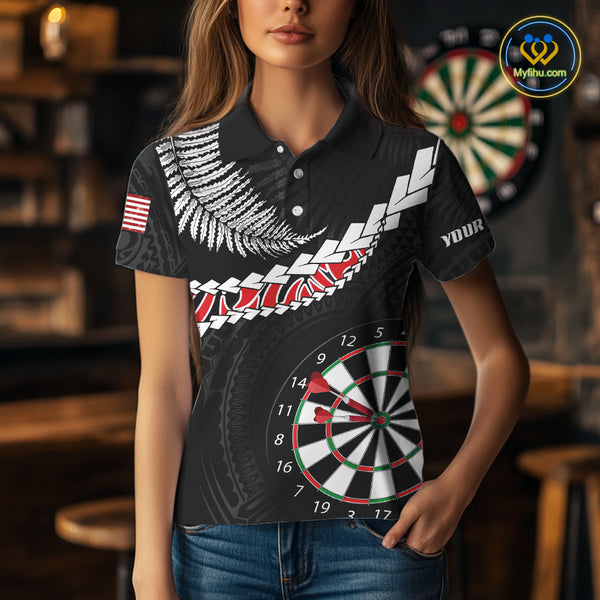 Personalized US Flag Tribal Dart Shirts For Women Custom Team Polo & Quarter Zip Dart Jerseys TDM3992