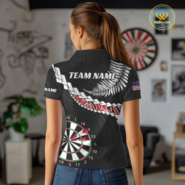 Personalized US Flag Tribal Dart Shirts For Women Custom Team Polo & Quarter Zip Dart Jerseys TDM3992