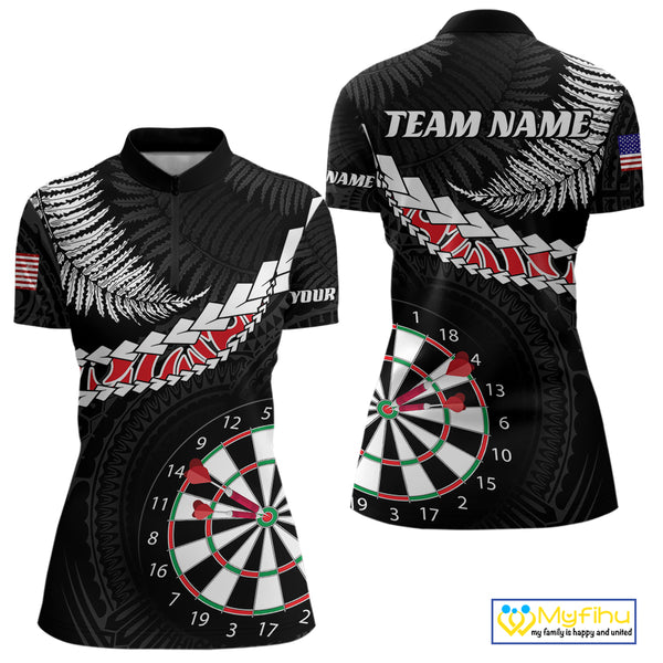 Personalized US Flag Tribal Dart Shirts For Women Custom Team Polo & Quarter Zip Dart Jerseys TDM3992