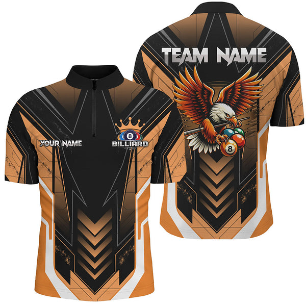 Personalized Funny Eagle Billiard Shirts For Men Custom Name Orange Billiard Balls Sports Jerseys TDM2222