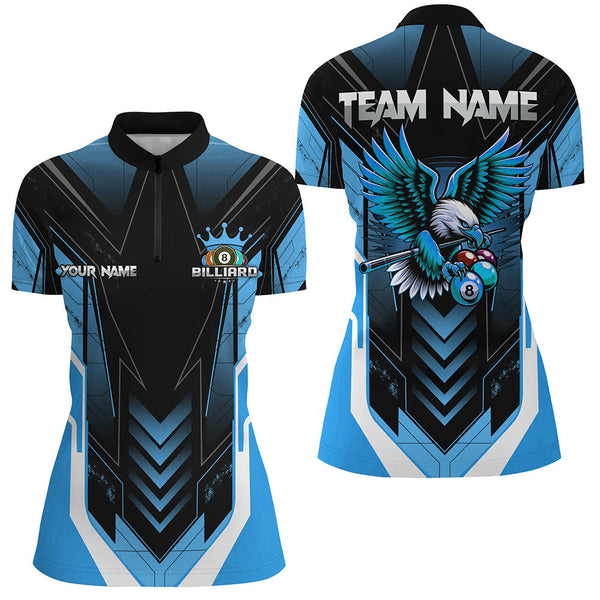 Personalized Funny Eagle Billiard Shirts For Women Custom Name Blue Billiard Balls Sports Jerseys TDM2223