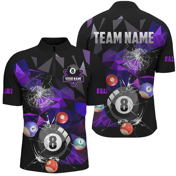 Personalized Billiard Balls Break Glass Pool Jersey For Men, Abstract Billiard Team Shirts | Blue TDM2489
