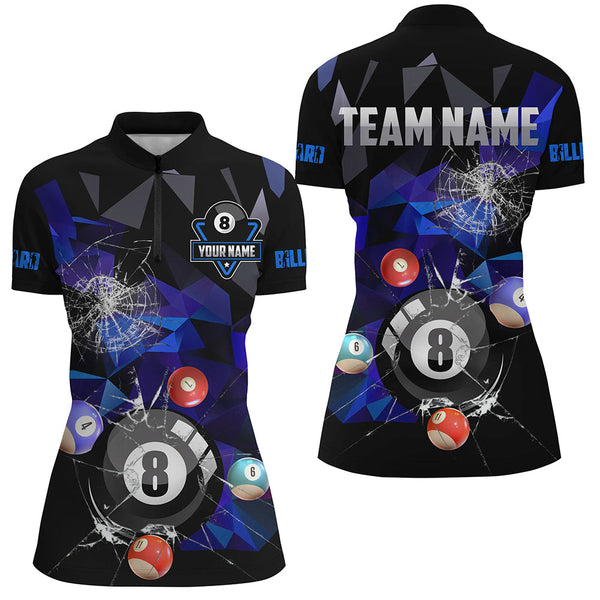 Personalized Billiard Balls Break Glass Pool Jersey For Women, Abstract Billiard Team Shirts | Purple TDM2490