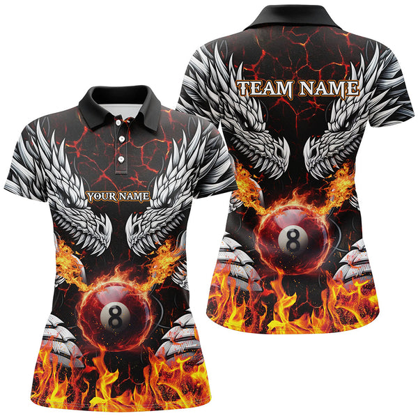 Personalized Dragons Fire Flame 8 Ball Pool Women Billiard Shirts Team League Billiard Jerseys TDM3230