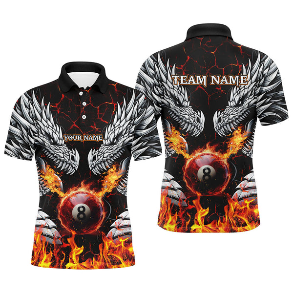 Personalized Dragons Fire Flame 8 Ball Pool Men Billiard Shirts Team League Billiard Jerseys TDM3230