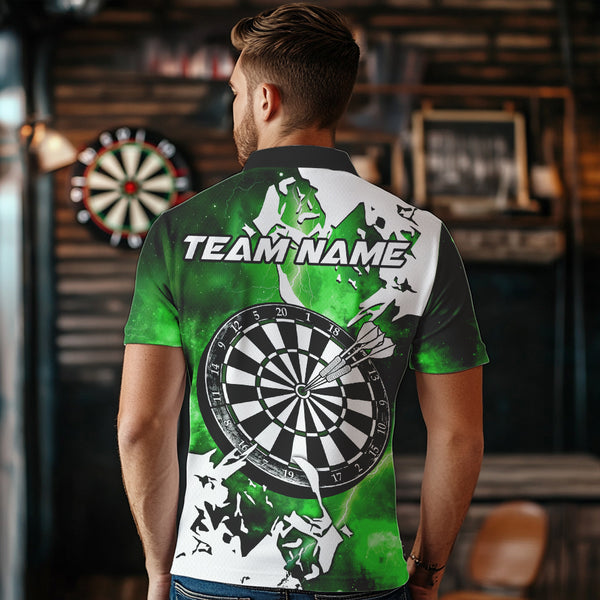 Lightning Grunge Dartboard Custom 3D Printed Darts Shirts For Men, Darts Team Jerseys |Green TDM3723