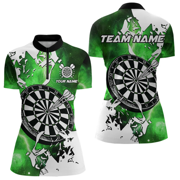 Lightning Grunge Dartboard Custom 3D Printed Darts Shirts For Women, Darts Team Jerseys |Green TDM3723