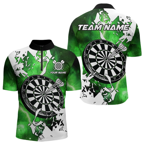 Lightning Grunge Dartboard Custom 3D Printed Darts Shirts For Men, Darts Team Jerseys |Green TDM3723