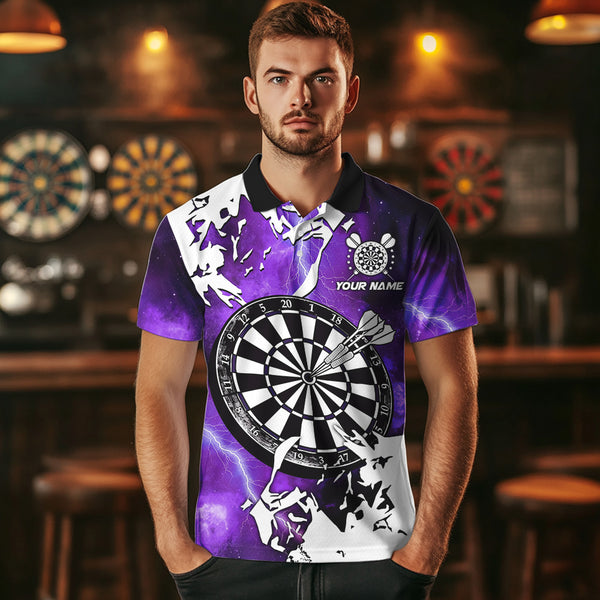 Lightning Grunge Dartboard Custom 3D Printed Darts Shirts For Men, Darts Team Jerseys |Purple TDM3724