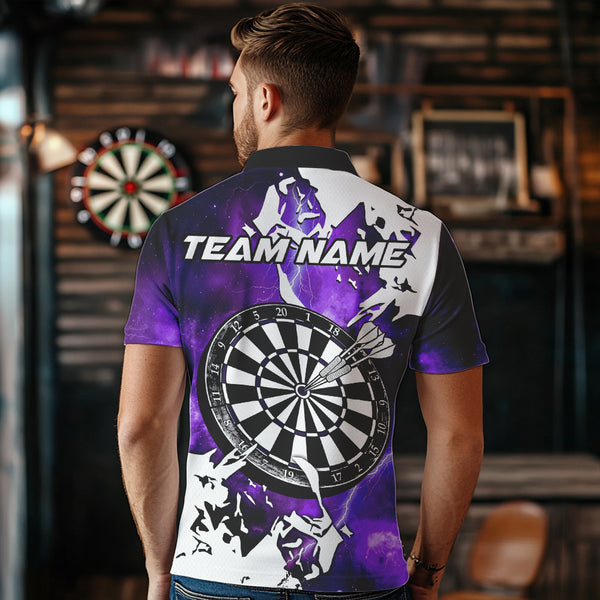 Lightning Grunge Dartboard Custom 3D Printed Darts Shirts For Men, Darts Team Jerseys |Purple TDM3724