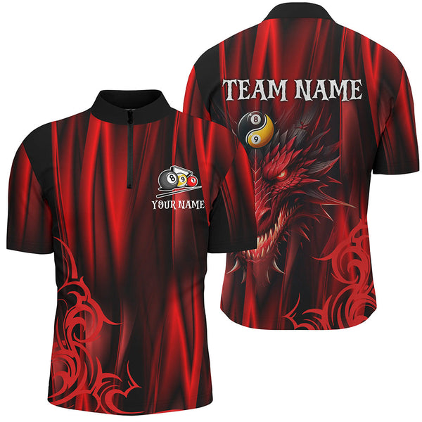 Personalized Dragon 3D Printed Billiard Shirts For Men Custom Team League Billiard Jerseys |Red TDM2235