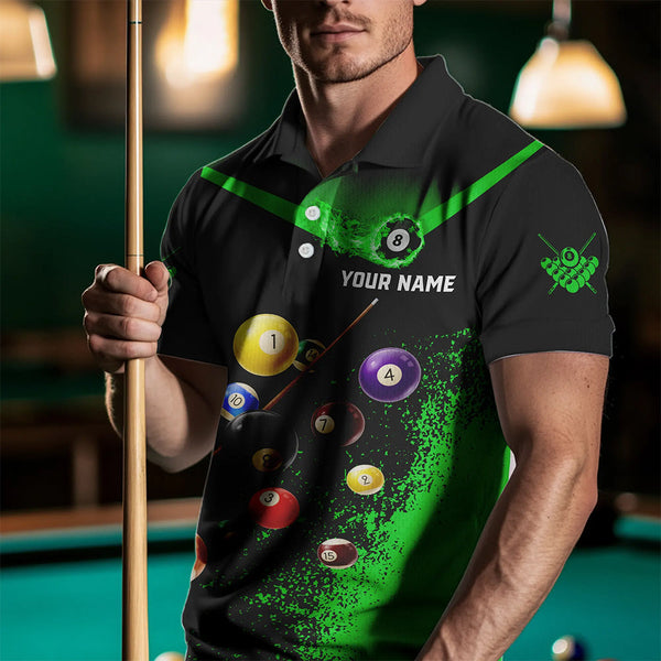 Personalized Grunge Green Black 3D Pool Balls Men Billiard Shirts Custom Billiard Jerseys For Team TDM3441